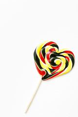 Composition of lollipops, candy pattern, top view flat lay