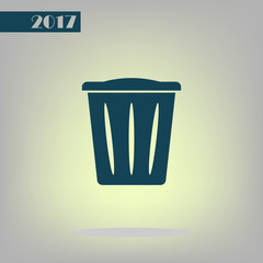 Flat paper cut style icon of trash can