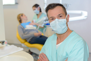 Portrait of male dentist wearing mask