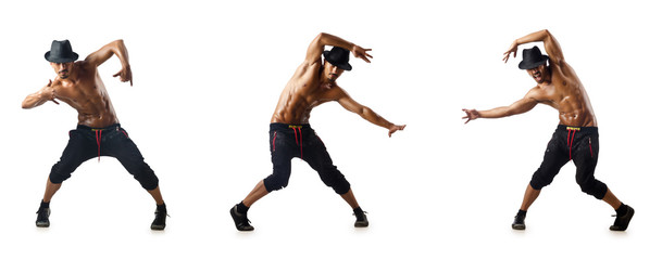 Collage of dancers isolated on white background