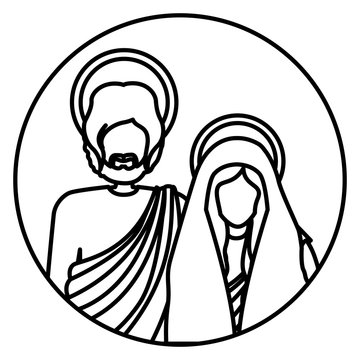 holy family outline in circular frame clip art preview