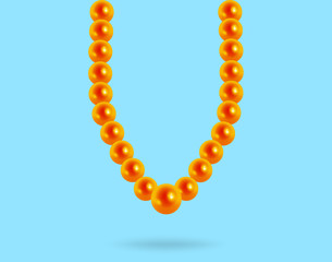 Obraz premium Precious pearl necklace on a blue background, reflection, lewerly