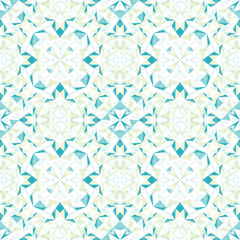 Vector Modern White Blue Green Abstract Geometric Textured Seamless Pattern Background. Great for elegant texture fabric, cards, wedding invitations, wallpaper, floor tile.