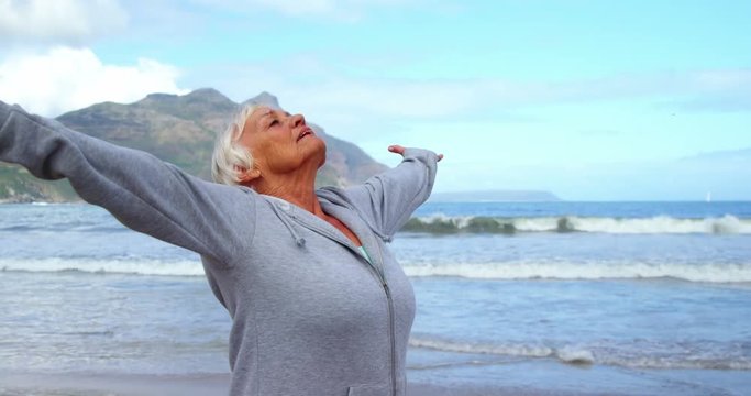 Senior woman performing yoga