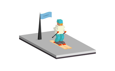 Ski man start, isometric