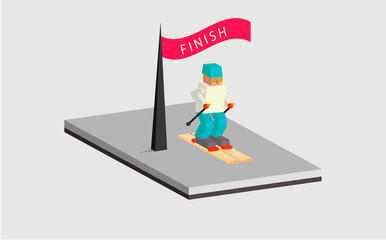 Ski man finish, isometric