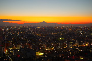 東京都心の夕焼け