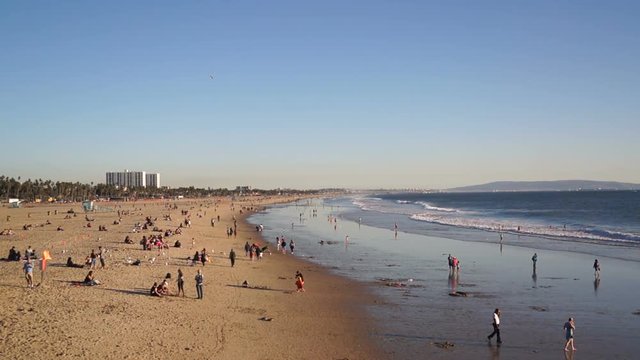 Santa Monica Beach While Sun is Setting