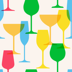 Seamless abstract background with silhouette of wine glasses