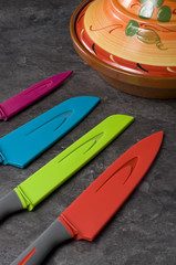 Exotic Cooking Tajine with Colored Knives