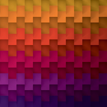 Volume realistic vector geometric rainbow texture, cubes, steps pattern, design wallpaper