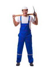 Man with axe isolated on the white