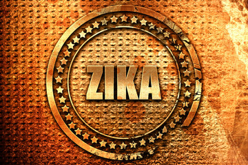 Zika, 3D rendering, grunge metal stamp