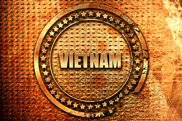 vietnam, 3D rendering, grunge metal stamp