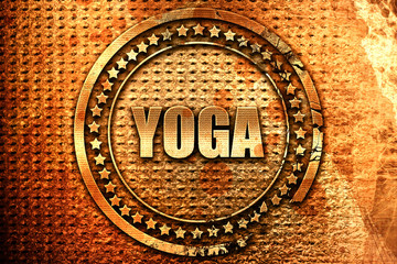 yoga, 3D rendering, grunge metal stamp