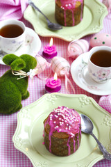 Easter cake on festive Easter table