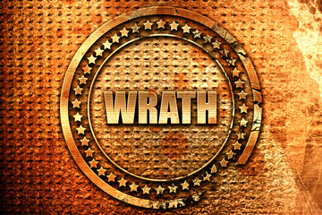 wrath, 3D rendering, grunge metal stamp