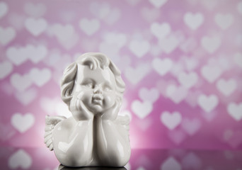 Obraz premium Angel, Happy Valentine's Day, heart background
