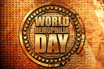 world hemophilia day, 3D rendering, grunge metal stamp