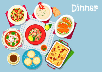 Seafood and pasta dishes icon for food design
