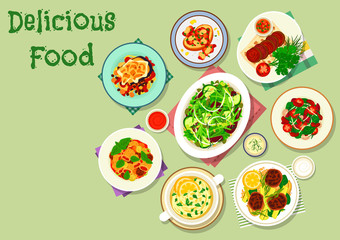 Comfort food for dinner menu icon design