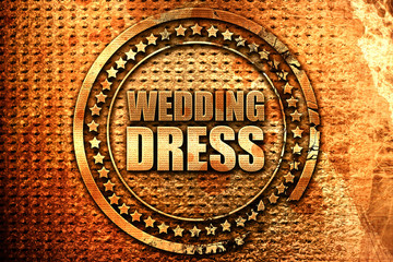wedding dress, 3D rendering, grunge metal stamp