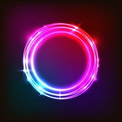 Abstract neon background with colorful circles