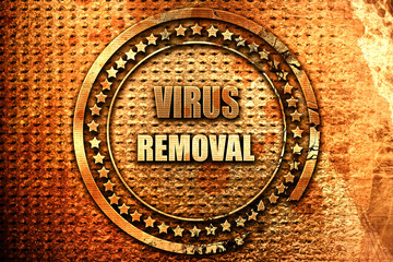 Virus removal background, 3D rendering, grunge metal stamp