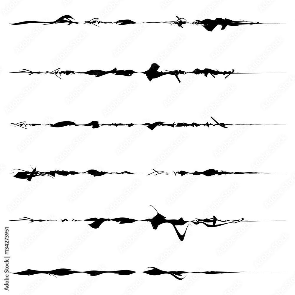 Poster set of textured, rough and grungy elements isolated on white. el