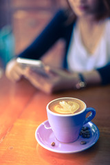 coffee latte art in coffee shop
