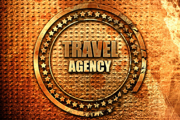 travel agency, 3D rendering, grunge metal stamp
