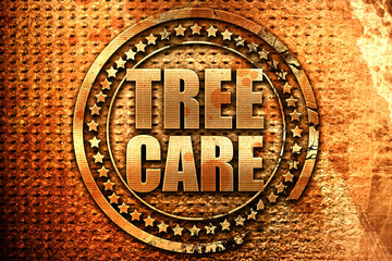 tree care, 3D rendering, grunge metal stamp