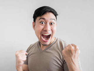 Overly shock and surprise face of man.