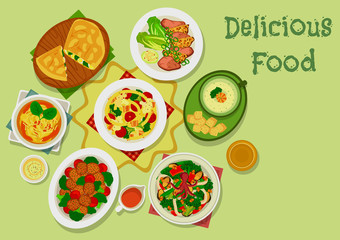Broccoli dishes icon for healthy food design