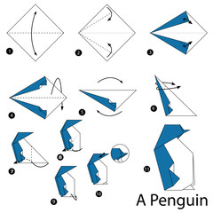  step by step instructions how to make origami A Penguin.