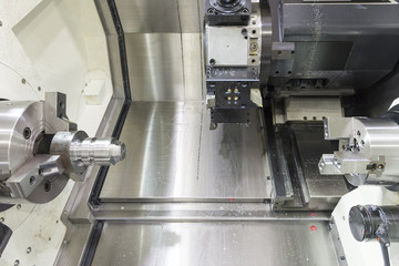 CNC lath machine (CNC Turning machine) while cutting roughing process