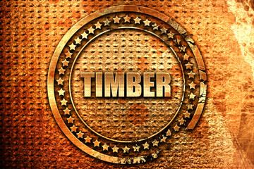 timber, 3D rendering, grunge metal stamp