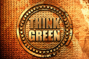 think green, 3D rendering, grunge metal stamp