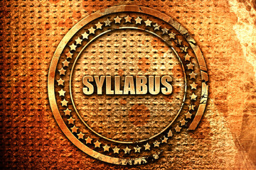 syllabus, 3D rendering, grunge metal stamp