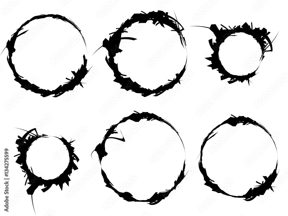 Poster set of textured, rough and grungy elements isolated on white. el
