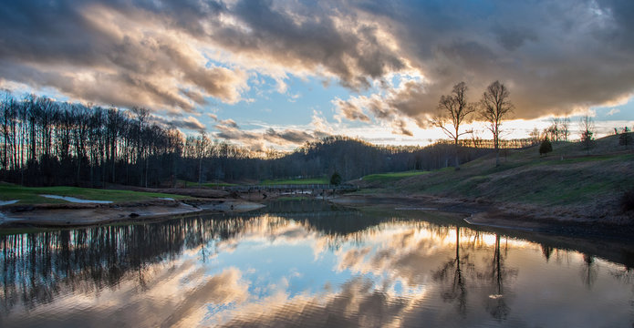Cloud Reflection on Lake at Golf Course
