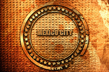 mexico city, 3D rendering, grunge metal stamp