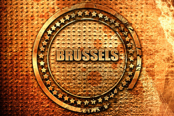 brussels, 3D rendering, grunge metal stamp