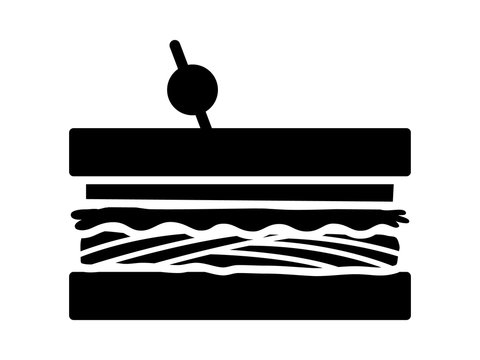 Sandwich with meat, lettuce and tomatoes flat vector icon for food apps and websites