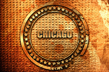 chicago, 3D rendering, grunge metal stamp