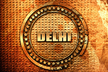 delhi, 3D rendering, grunge metal stamp