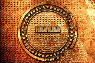 havana, 3D rendering, grunge metal stamp