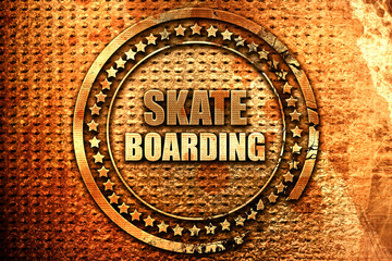 skate boarding sign background, 3D rendering, grunge metal stamp