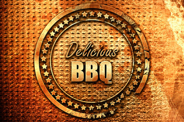 barbecue sign background, 3D rendering, grunge metal stamp