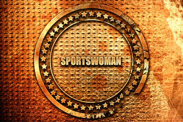 sportswoman, 3D rendering, grunge metal stamp